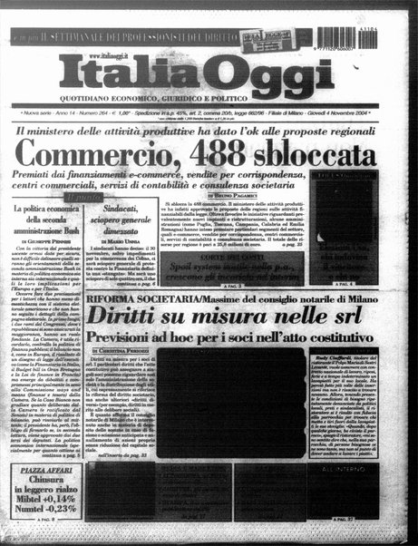 Italia oggi : quotidiano di economia finanza e politica